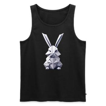 Lapin en origami - Débardeur bio Premium Homme - noir - Devant - AI Model Male 178 light (178cm)