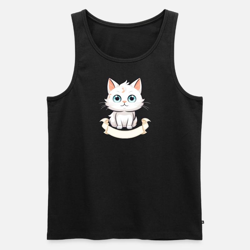 Katze mit Namensschild - Männer Premium Bio Tank Top - Schwarz