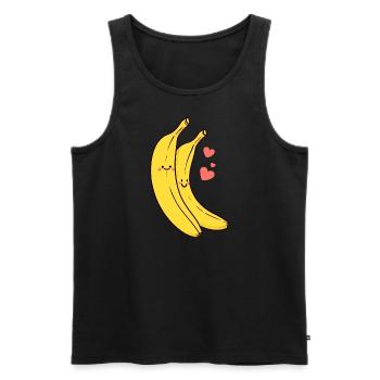 Bananes amoureuses - couple avec des coeurs - Débardeur bio Premium Homme - noir - Devant - Michal (187cm)