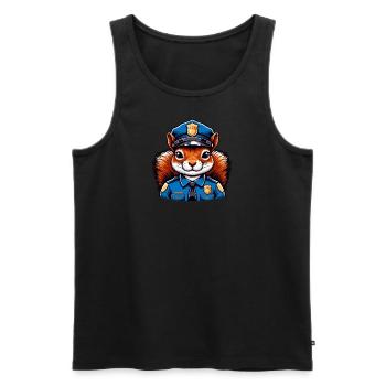 Officer Eichhörnchen - Männer Premium Bio Tank Top - Schwarz - Vorne - AI Model Male 178 light (178cm)