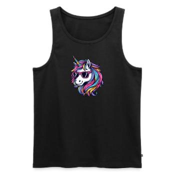 Cool unicorn with sunglasses - Men's Premium Organic Tank Top - black - Front - AI Model Male 178 light (178cm)