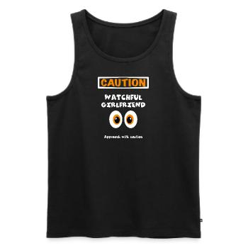 Vorsicht wachsame Freundin, nicht anfassen - Männer Premium Bio Tank Top - Schwarz - Vorne - AI Model Male 178 light (178cm)