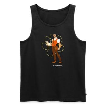 Dr. JB - Männer Premium Bio Tank Top - Schwarz - Vorne - AI Model Male 178 light (178cm)