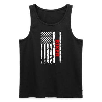Moto Biker USA Drapeau pour les motards américains - Débardeur bio Premium Homme - noir - Devant - AI Model Male 178 light (178cm)