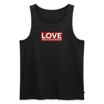 L’AMOUR SENT LE CHOCOLAT - Débardeur bio Premium Homme - noir - Devant - AI Model Male 178 light (178cm)