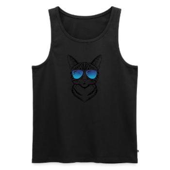 Katze Cat - Men's Premium Organic Tank Top - black - Front - Michal (187cm)
