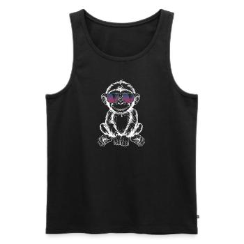 Baby Monkey Bonobo with Sunglasses 🐵 - Men's Premium Organic Tank Top - black - Front - AI Model Male 178 light (178cm)
