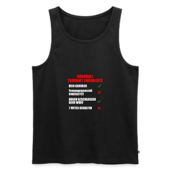 Handball Torwart Checkliste - Männer Premium Bio Tank Top - Schwarz - Vorne - Michal (187cm)