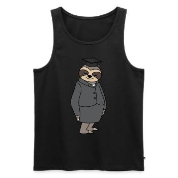 Sloth graduated with PhD hat exam passed - Men's Premium Organic Tank Top - black - Front - AI Model Male 178 light (178cm)