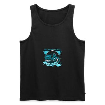 Ostalgie Schwalbe Simson Suhl - trotz mauerfall - Männer Premium Bio Tank Top - Schwarz - Vorne - Michal (187cm)
