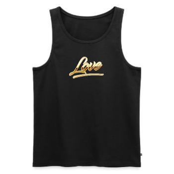 "Love" Gold - Men's Premium Organic Tank Top - black - Front - AI Model Male 178 light (178cm)