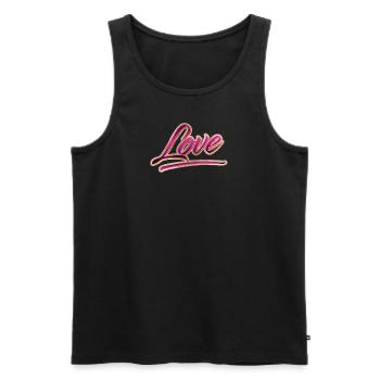 "Love" Purple - Männer Premium Bio Tank Top - Schwarz - Vorne - Michal (187cm)