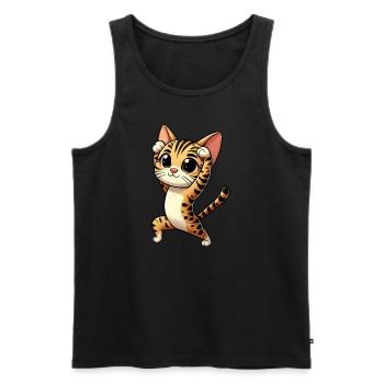 Bengal Cat Yoga Meditation Relaxation - Men's Premium Organic Tank Top - black - Front - Michal (187cm)