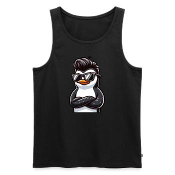 Cooler Pinguin mit Sonnenbrille Cartoon - Männer Premium Bio Tank Top - Schwarz - Vorne - AI Model Male 178 light (178cm)