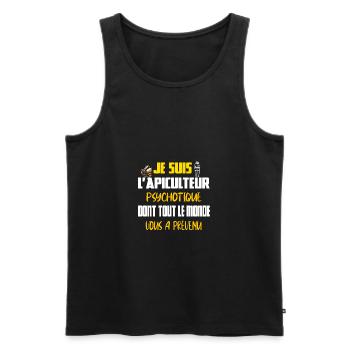 Je suis l'apiculteur psychotique t-shirt homme - Débardeur bio Premium Homme - noir - Devant - Michal (187cm)