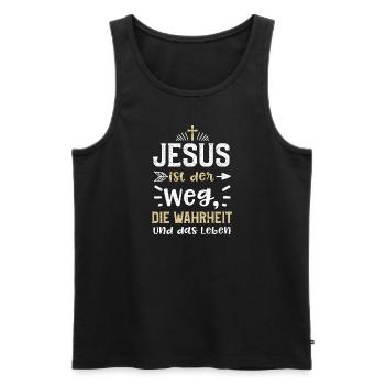 Jesus ist der Weg, die Wahrheit... - Männer Premium Bio Tank Top - Schwarz - Vorne - Michal (187cm)