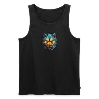 Wolf Fenrir - Männer Premium Bio Tank Top - Schwarz - Vorne - AI Model Male 178 light (178cm)