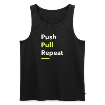 Push-Pull-Wiederholung - Männer Premium Bio Tank Top - Schwarz - Vorne - AI Model Male 178 light (178cm)
