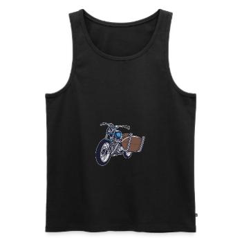 Motorrad mit Surfbrett - Männer Premium Bio Tank Top - Schwarz - Vorne - AI Model Male 178 light (178cm)