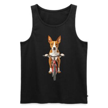 Basenji - Männer Premium Bio Tank Top - Schwarz - Vorne - AI Model Male 178 light (178cm)