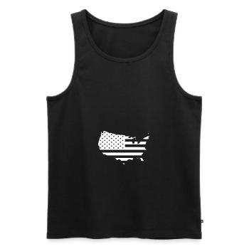 USA flag outline white - Men's Premium Organic Tank Top - black - Front - AI Model Male 178 light (178cm)