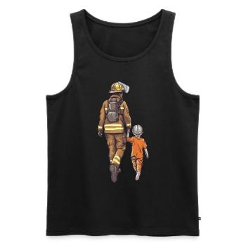 Papa Héros Pompier Pompier Brave - Débardeur bio Premium Homme - noir - Devant - Michal (187cm)