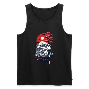 Japanese ramen cat - Débardeur bio Premium Homme - noir - Devant - AI Model Male 178 light (178cm)