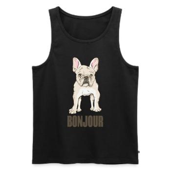 Bonjour - Men's Premium Organic Tank Top - black - Front - AI Model Male 178 light (178cm)