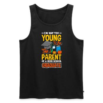 Trop jeune pour être parent d’une école secondaire - Débardeur bio Premium Homme - noir - Devant - Michal (187cm)