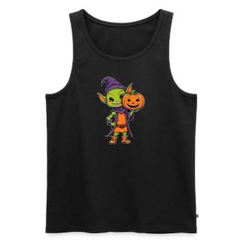 Mignon gobelin d’halloween - Débardeur bio Premium Homme - noir - Devant - AI Model Male 178 light (178cm)