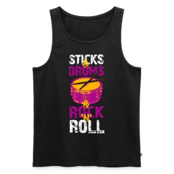 Sticks and Drums and Rock'n'Roll - Männer Premium Bio Tank Top - Schwarz - Vorne - Michal (187cm)
