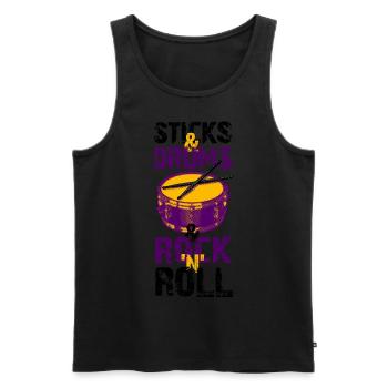 Sticks and Drums and Rock'n'Roll - Männer Premium Bio Tank Top - Schwarz - Vorne - Michal (187cm)