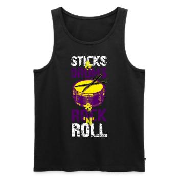 Sticks and Drums and Rock'n'Roll - Männer Premium Bio Tank Top - Schwarz - Vorne - Michal (187cm)