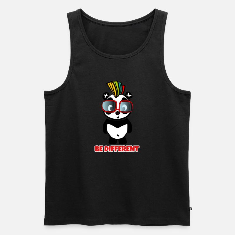 Be Different - Crazy Pandabear - Männer Premium Bio Tank Top - Schwarz