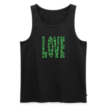 grün-Herzen-LOVE - Männer Premium Bio Tank Top - Schwarz - Vorne - AI Model Male 178 light (178cm)