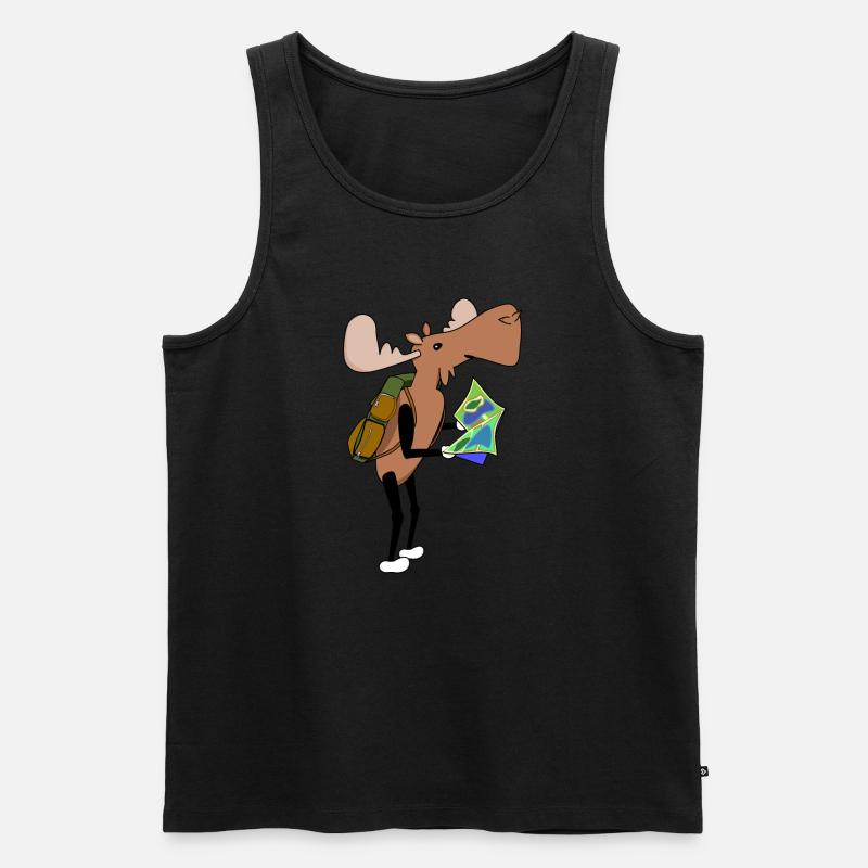 Elch Comic Wandern Karte - Männer Premium Bio Tank Top - Schwarz