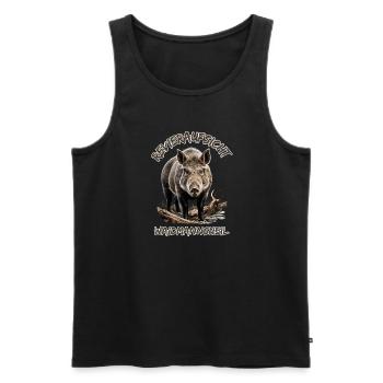Jäger-Waidmannsheil Revieraufsicht-Wildschwein - Débardeur bio Premium Homme - noir - Devant - AI Model Male 178 light (178cm)