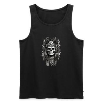 Floral Skull full - Männer Premium Bio Tank Top - Schwarz - Vorne - Michal (187cm)