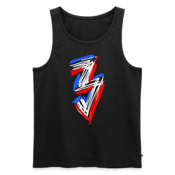 3 / Drei RETRO - Männer Premium Bio Tank Top - Schwarz - Vorne - AI Model Male 178 light (178cm)