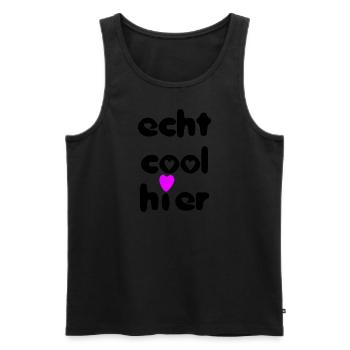 echt cool hier herz schwarz pink - Männer Premium Bio Tank Top - Schwarz - Vorne - AI Model Male 178 light (178cm)