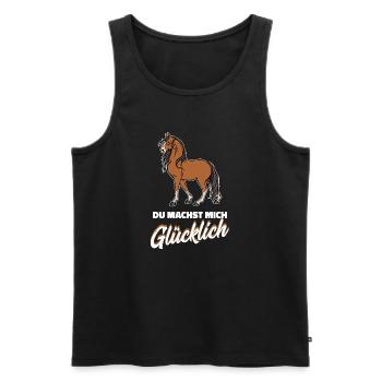 Islandpferde Statement Pferdeliebe Pferdenarr - Männer Premium Bio Tank Top - Schwarz - Vorne - Michal (187cm)