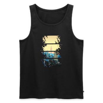 NYC silhouette in neon hues - Men's Premium Organic Tank Top - black - Front - AI Model Male 178 light (178cm)
