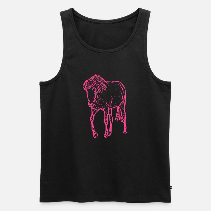 Pferd rosa pink - Männer Premium Bio Tank Top - Schwarz