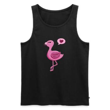 Cute flamingo with heart - Men's Premium Organic Tank Top - black - Front - Michal (187cm)