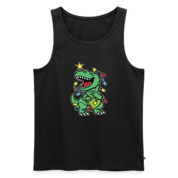 Imprimé élégant avec le sapin de Noël Dino « Tree Rex » - Débardeur bio Premium Homme - noir - Devant - AI Model Male 178 light (178cm)