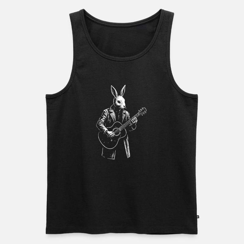 Rabbit Gitarrist im Mantel - Männer Premium Bio Tank Top - Schwarz