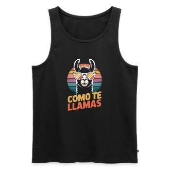 Como te llamas Lama - Débardeur bio Premium Homme - noir - Devant - Michal (187cm)