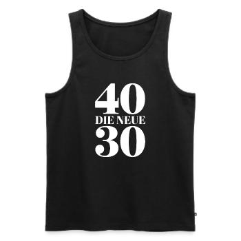 40 The New 30 Typo Contrast - Men's Premium Organic Tank Top - black - Front - AI Model Male 178 light (178cm)