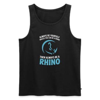 Sei immer du selbst, es sei denn, du kannst ein Nashorn sein. - Männer Premium Bio Tank Top - Schwarz - Vorne - AI Model Male 178 light (178cm)