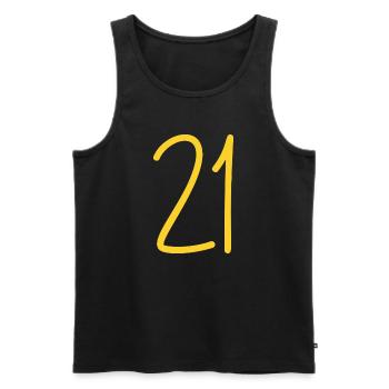 21 - Men's Premium Organic Tank Top - black - Front - AI Model Male 178 light (178cm)